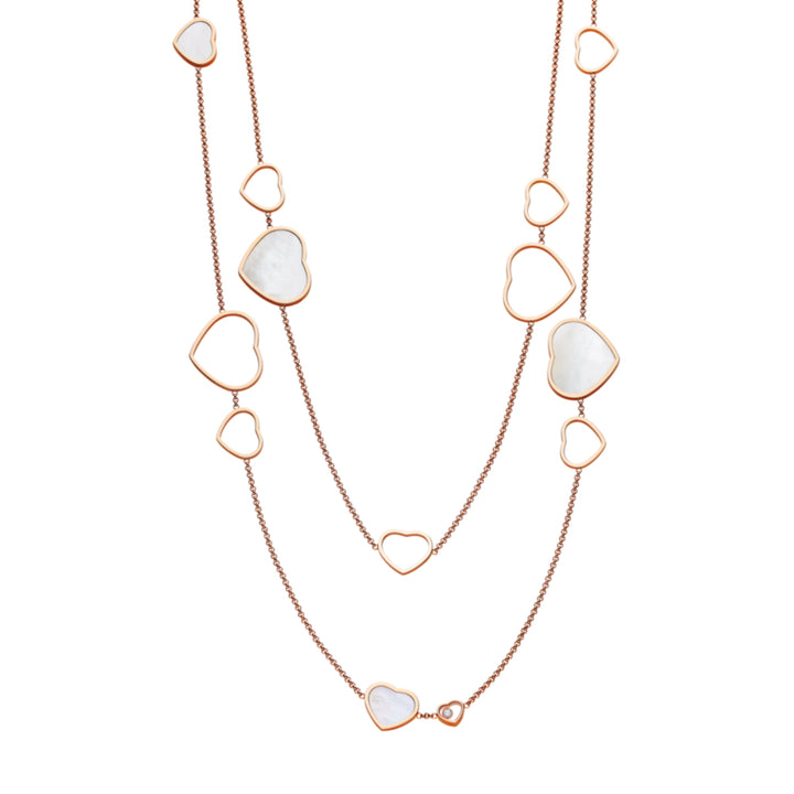 Chopard Jewelry - Happy Hearts Ethical Rose Gold Mother of Pearl & Diamond Layered Hearts Necklace | Manfredi Jewels