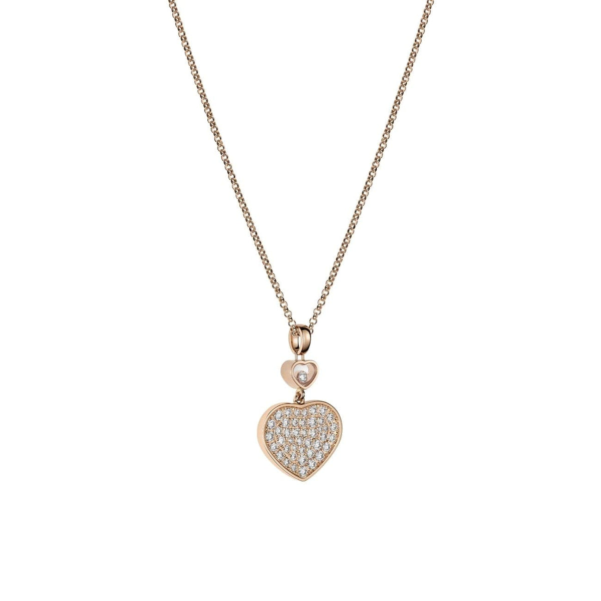 Chopard Jewelry - Happy Hearts Ethical Rose Gold Pavé Diamonds Pendant Necklace | Manfredi Jewels