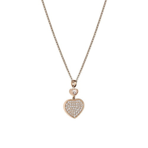 Chopard Jewelry - Happy Hearts Ethical Rose Gold Pavé Diamonds Pendant Necklace | Manfredi Jewels