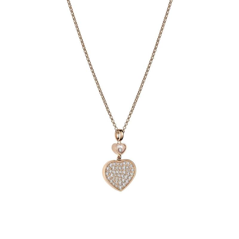 Chopard Jewelry - Happy Hearts Ethical Rose Gold Pavé Diamonds Pendant Necklace | Manfredi Jewels