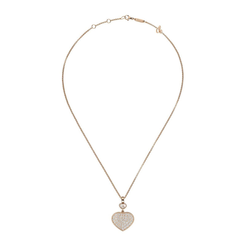 Chopard Jewelry - Happy Hearts Ethical Rose Gold Pavé Diamonds Pendant Necklace | Manfredi Jewels