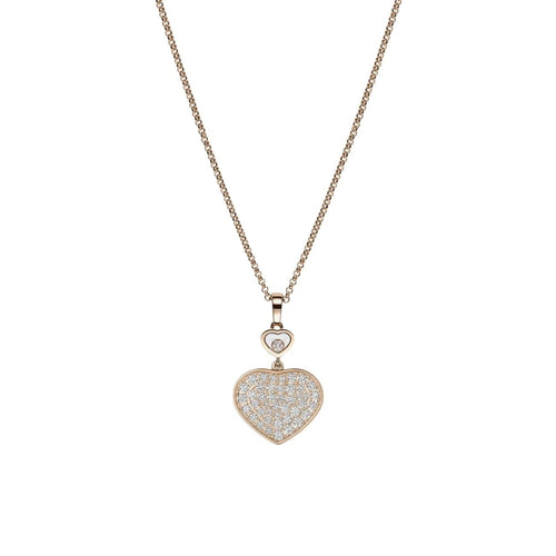 Chopard Jewelry - Happy Hearts Ethical Rose Gold Pavé Diamonds Pendant Necklace | Manfredi Jewels