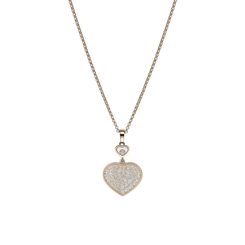 Chopard Jewelry - Happy Hearts Ethical Rose Gold Pavé Diamonds Pendant Necklace | Manfredi Jewels