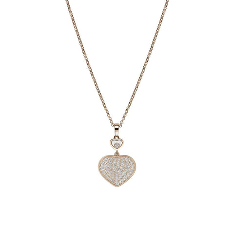 Happy Hearts Ethical Rose Gold Pavé Diamonds Pendant Necklace