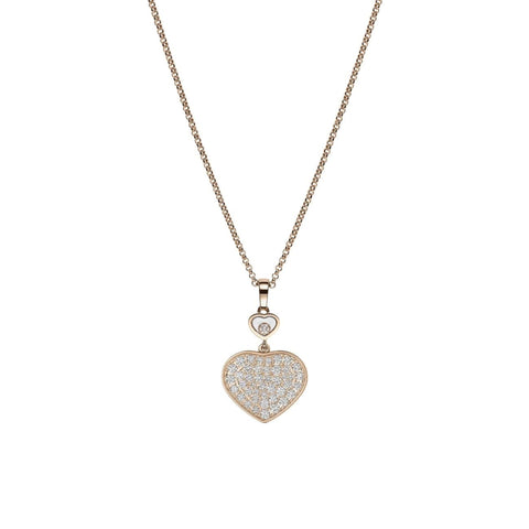 Happy Hearts Ethical Rose Gold Pavé Diamonds Pendant Necklace