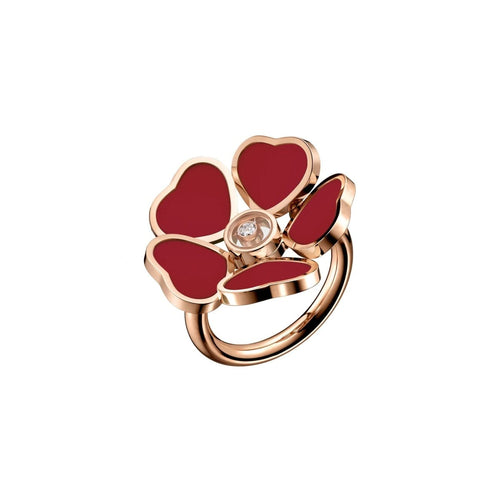 Chopard Jewelry - Happy Hearts Flowers Ethical Rose Gold Cornelian Diamond Ring | Manfredi Jewels