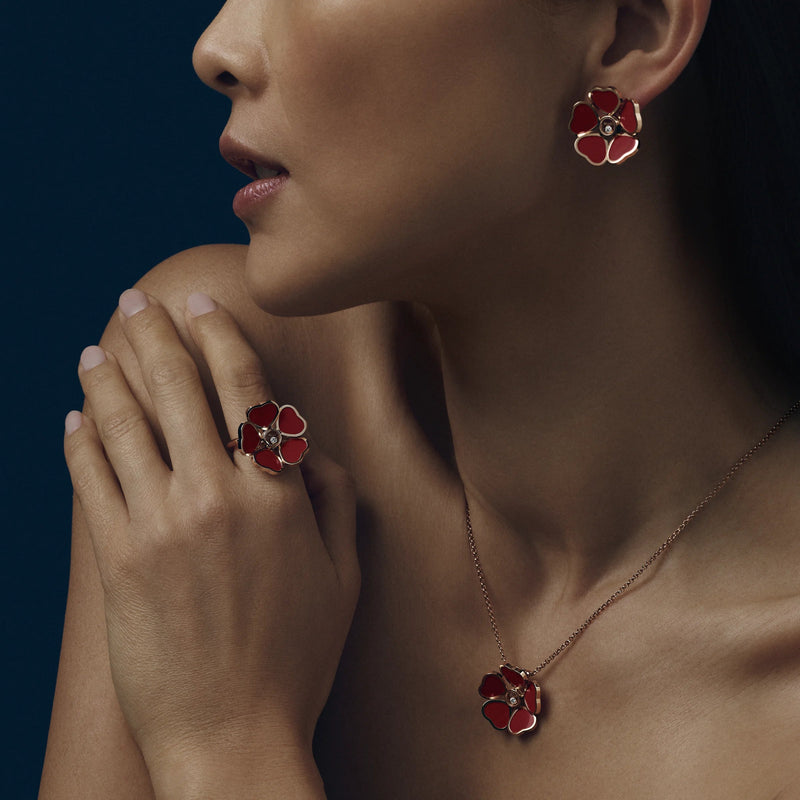 Chopard Jewelry - Happy Hearts Flowers Ethical Rose Gold Cornelian Diamond Ring | Manfredi Jewels