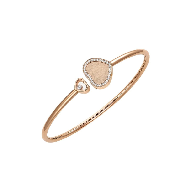 Chopard Jewelry - Happy Hearts Golden Ethical Rose Gold Diamonds Bangle Bracelet Size S | Manfredi Jewels