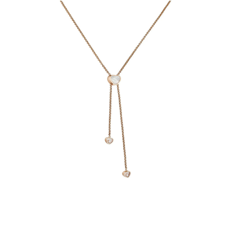 Chopard Jewelry - Happy Hearts Icons Ethical 18K Rose Gold Diamond & Mother-of-Pearl Tie Necklace | Manfredi Jewels