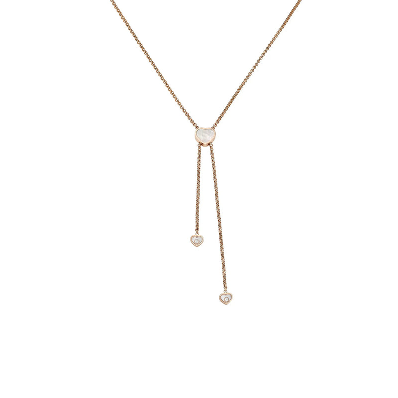 Chopard Jewelry - Happy Hearts Icons Ethical 18K Rose Gold Diamond & Mother-of-Pearl Tie Necklace | Manfredi Jewels