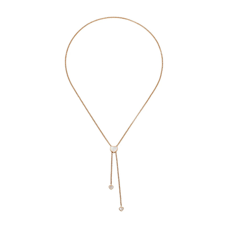 Chopard Jewelry - Happy Hearts Icons Ethical 18K Rose Gold Diamond & Mother-of-Pearl Tie Necklace | Manfredi Jewels