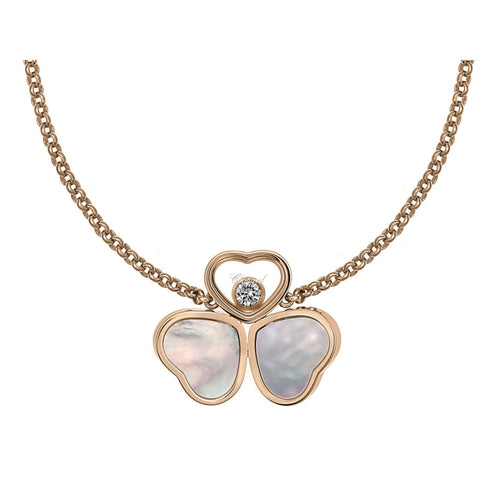 Chopard Jewelry - Happy Hearts Wings Ethical Rose Gold Diamonds Mother of Pearl Layered Necklace | Manfredi Jewels