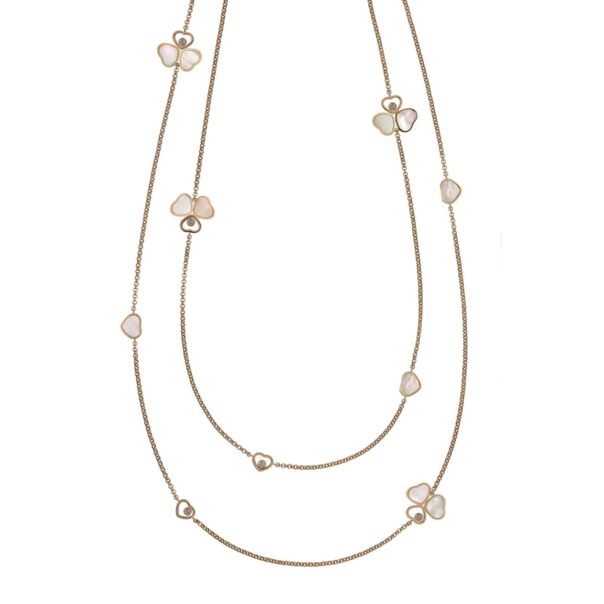 Chopard Jewelry - Happy Hearts Wings Ethical Rose Gold Mother of Pearl & Diamond Layered Necklace | Manfredi Jewels
