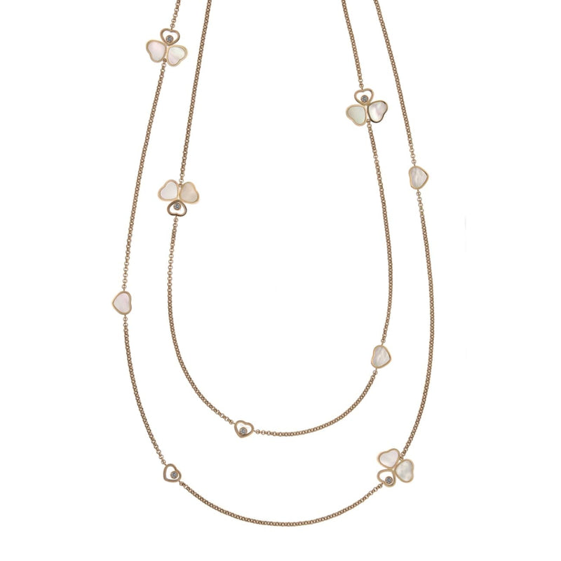 Chopard Jewelry - Happy Hearts Wings Ethical Rose Gold Diamonds Mother of Pearl Layered Necklace | Manfredi Jewels