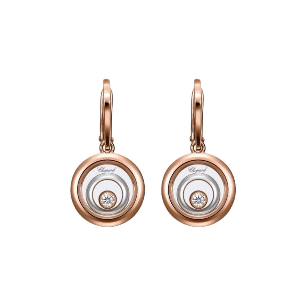 Chopard Jewelry - Happy Spirit Ethical Rose & White Gold Diamonds Earrings | Manfredi Jewels