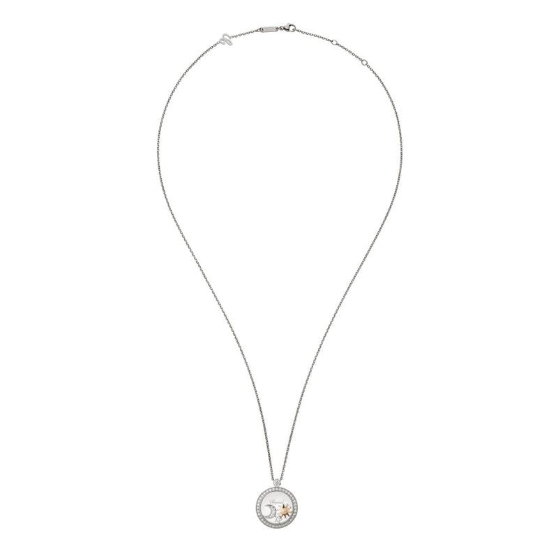 Chopard Jewelry - Happy Sun Moon And Stars Ethical White Gold Diamonds Pendant Necklace | Manfredi Jewels