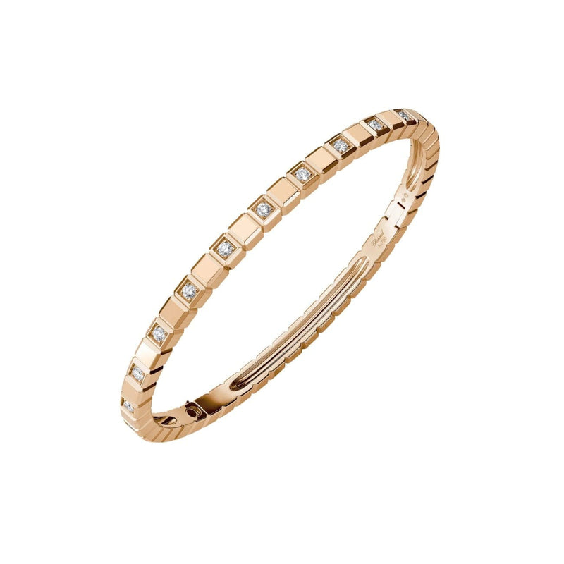 Chopard Jewelry - Ice Cube Ethical Rose Gold Half - Set Diamonds Bangle | Manfredi Jewels