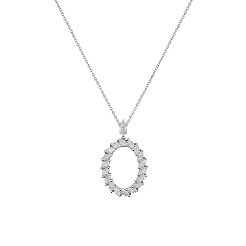 L'Heure Du Diamant Ethical White Gold Marquise Diamonds Pendant Necklace