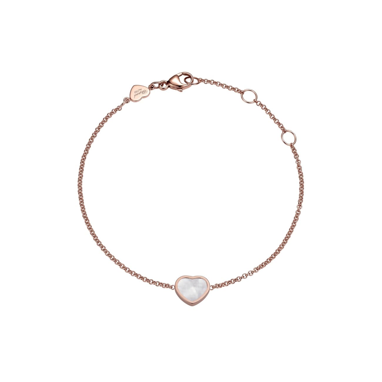 Chopard Happy Hearts, white gold bracelet with a mother-of-pearl heart and  a heart with a mobile diamond - Lionel Meylan Vevey