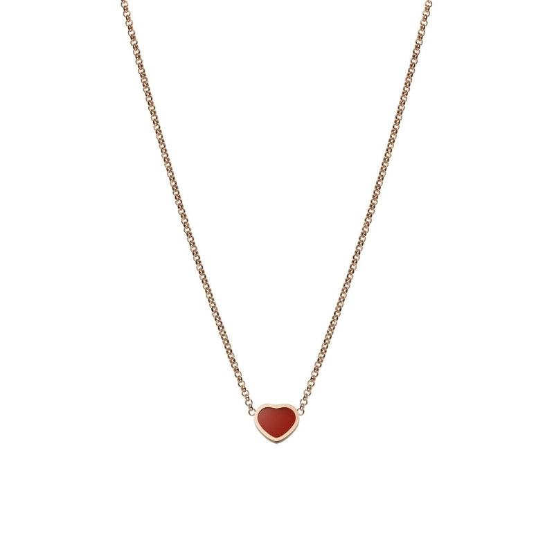 Chopard Jewelry - My Happy Hearts Ethical Rose Gold Carnelian Necklace | Manfredi Jewels