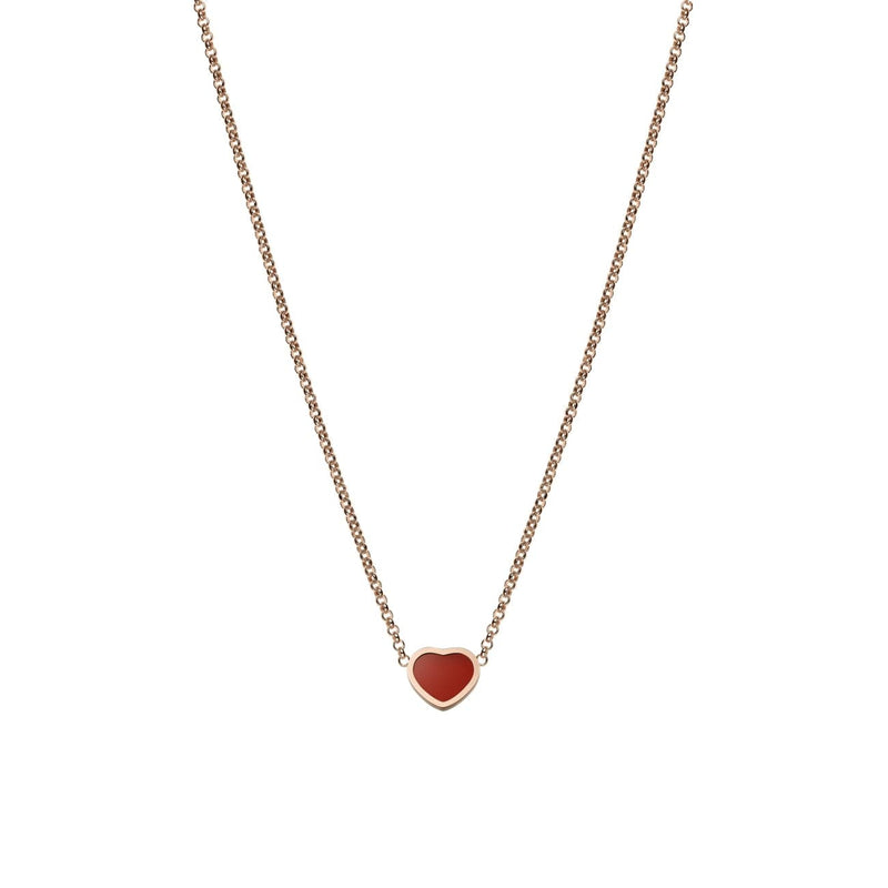 Chopard Jewelry - My Happy Hearts Ethical Rose Gold Carnelian Necklace | Manfredi Jewels