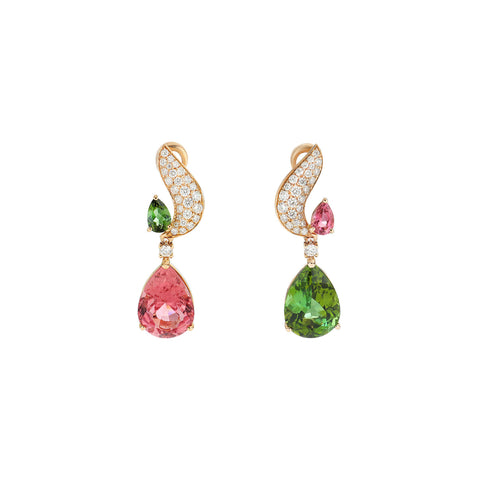 18kt Rose Gold Diamond and Tourmaline Earrings