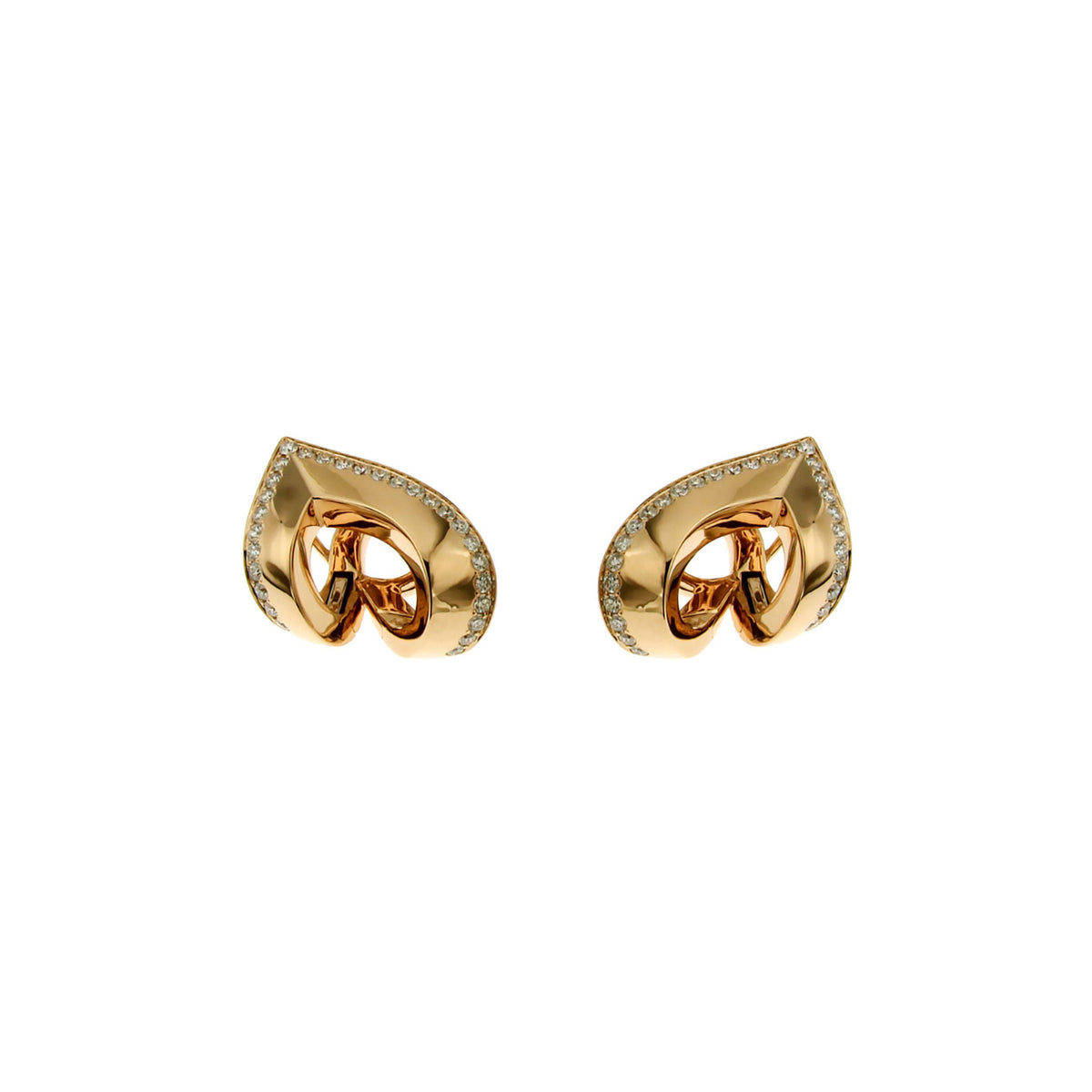 Crivelli Jewelry - 18kt Rose Gold Open Design Diamond Earrings | Manfredi Jewels