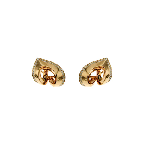 18kt Rose Gold Open Design Diamond Earrings