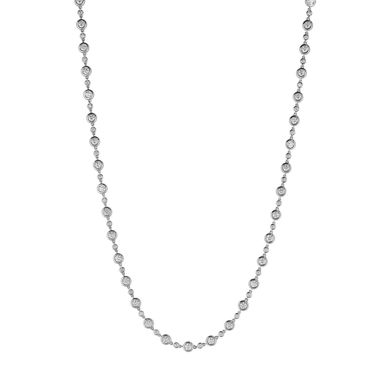 Crivelli Jewelry - 18kt White Gold Bezel Set Diamond Necklace | Manfredi Jewels