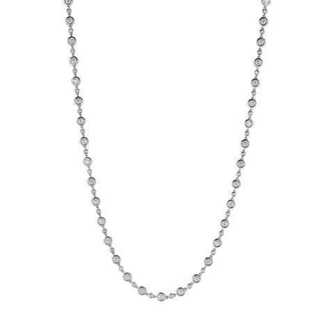 18kt White Gold Bezel Set Diamond Necklace