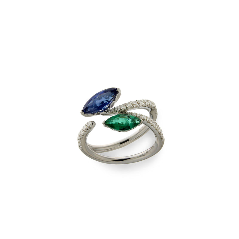 Crivelli Jewelry - 18kt White Gold Diamond and Sapphire Ring | Manfredi Jewels