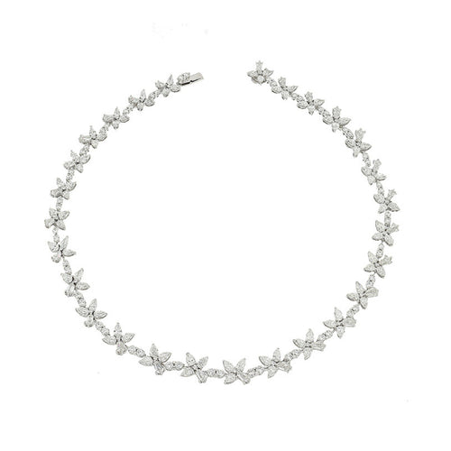Crivelli Jewelry - 18kt White Gold Multi-shape Diamond Necklace | Manfredi Jewels