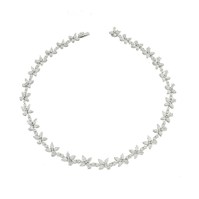 Crivelli Jewelry - 18kt White Gold Multi-shape Diamond Necklace | Manfredi Jewels