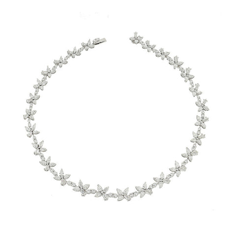18kt White Gold Multi-shape Diamond Necklace