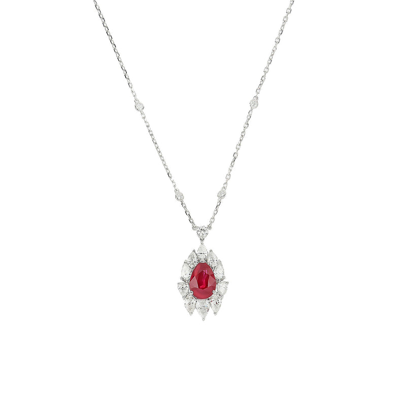 Crivelli Jewelry - 18kt White Gold Pink Sapphire Diamond Necklace | Manfredi Jewels