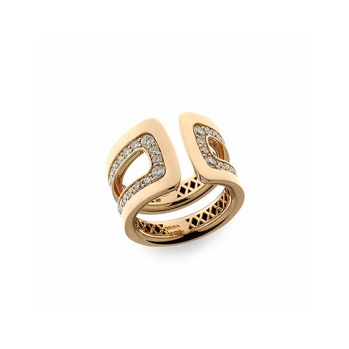 Crivelli Jewelry - 18kt Yellow Gold Open Ring with Diamonds | Manfredi Jewels