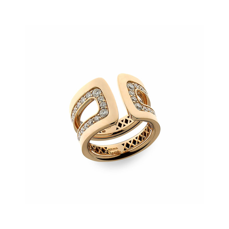 Crivelli Jewelry - 18kt Yellow Gold Open Ring with Diamonds | Manfredi Jewels