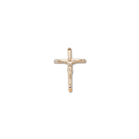 Solid 14K-Y Large Half Round Crucifix Cross