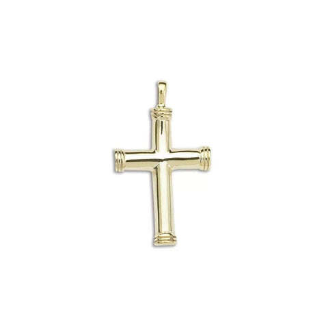 SOLID 14K-Y LG. END CAP CROSS PENDANT