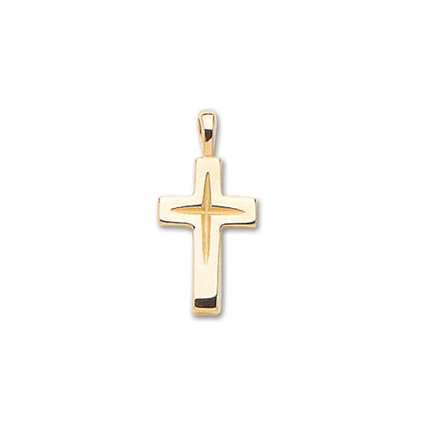 Solid 14K-Y Small Star Cut Cross