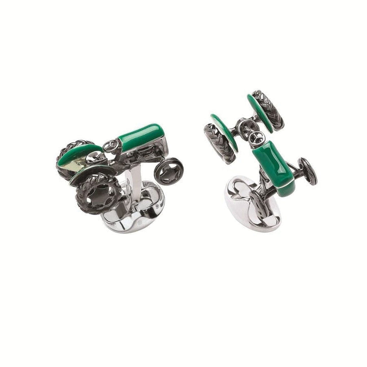 Deakin & Francis Accessories - Sterling Silver Green Tractor Cufflinks | Manfredi Jewels