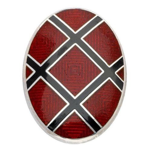 Deakin & Francis Accessories - Sterling Silver Red And Black Enamel Pattern Cufflinks | Manfredi Jewels