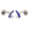 Deakin & Francis Accessories - Sterling Silver Round Blue Enamel World Cufflinks | Manfredi Jewels