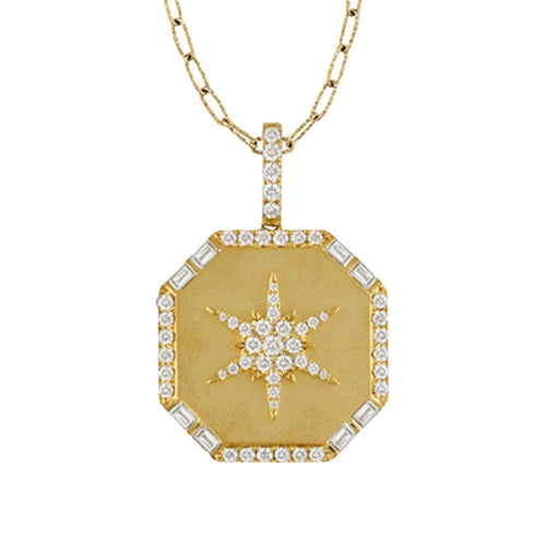 Doves Jewelry - Celestia Diamond 18K Yellow Gold Satin Finish Pendant | Manfredi Jewels