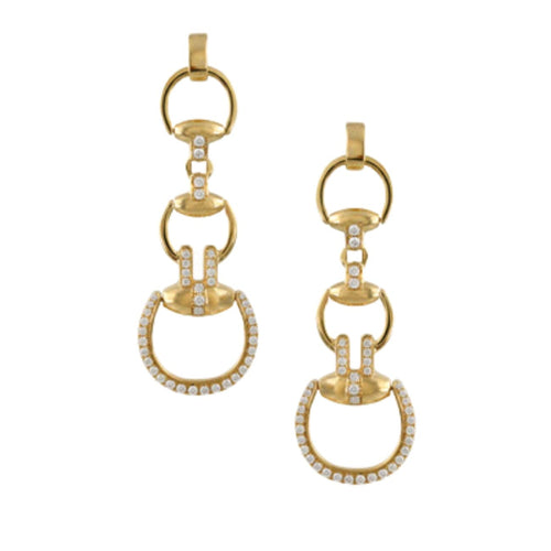Doves Jewelry - Equestrian 18K Yellow Gold Diamond Earrings | Manfredi Jewels