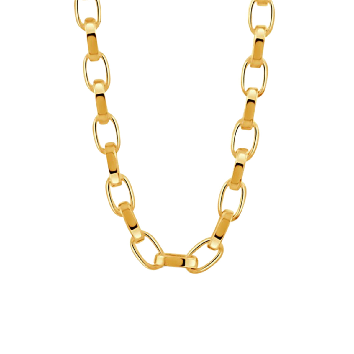 Doves Jewelry - Fancy 18K Yellow Gold Box Large Link Chain Necklace | Manfredi Jewels
