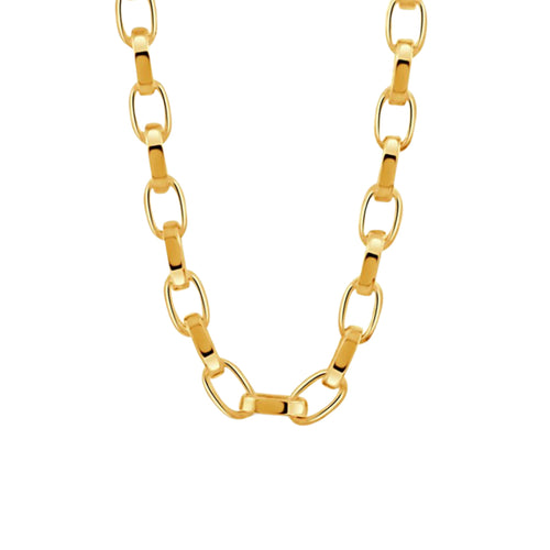 Doves Jewelry - Fancy 18K Yellow Gold Box Big Link Chain Necklace | Manfredi Jewels
