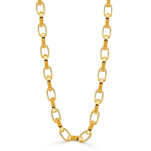 Doves Jewelry - Fancy 18K Yellow Gold Box Big Link Chain Necklace | Manfredi Jewels