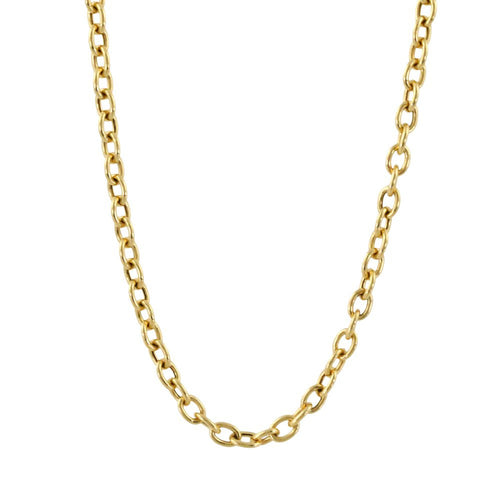 Doves Jewelry - Fancy 18K Yellow Gold Oval Large Link Chain Necklace | Manfredi Jewels