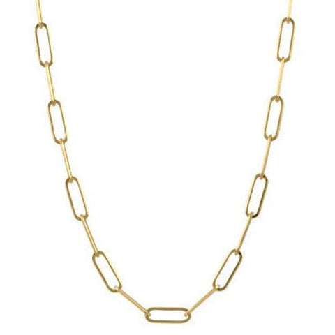 Fancy 18K Yellow Gold Paper Clip Chain Necklace